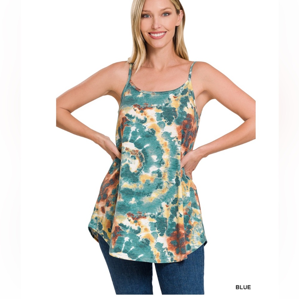 FREE SHIPPING ❤️Zenana TIE DYE PRINT FRONT & BACK REVERSIBLE SPAGHETTI CAMI